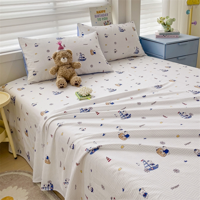 91家纺网 家纺一手货源 找家纺 名兮家居 2024年新款全棉床单 航海家