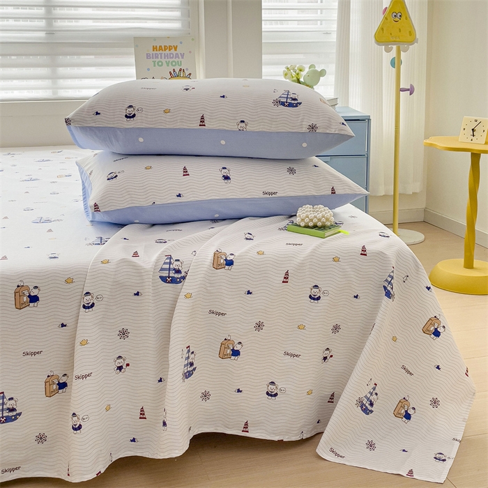 91家纺网 家纺一手货源 找家纺 名兮家居 2024年新款全棉床单 航海家