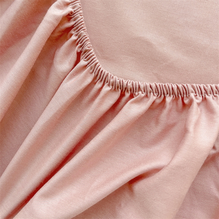 91家纺网 家纺一手货源 找家纺 2024新款纯色全棉简约床笠 豆沙