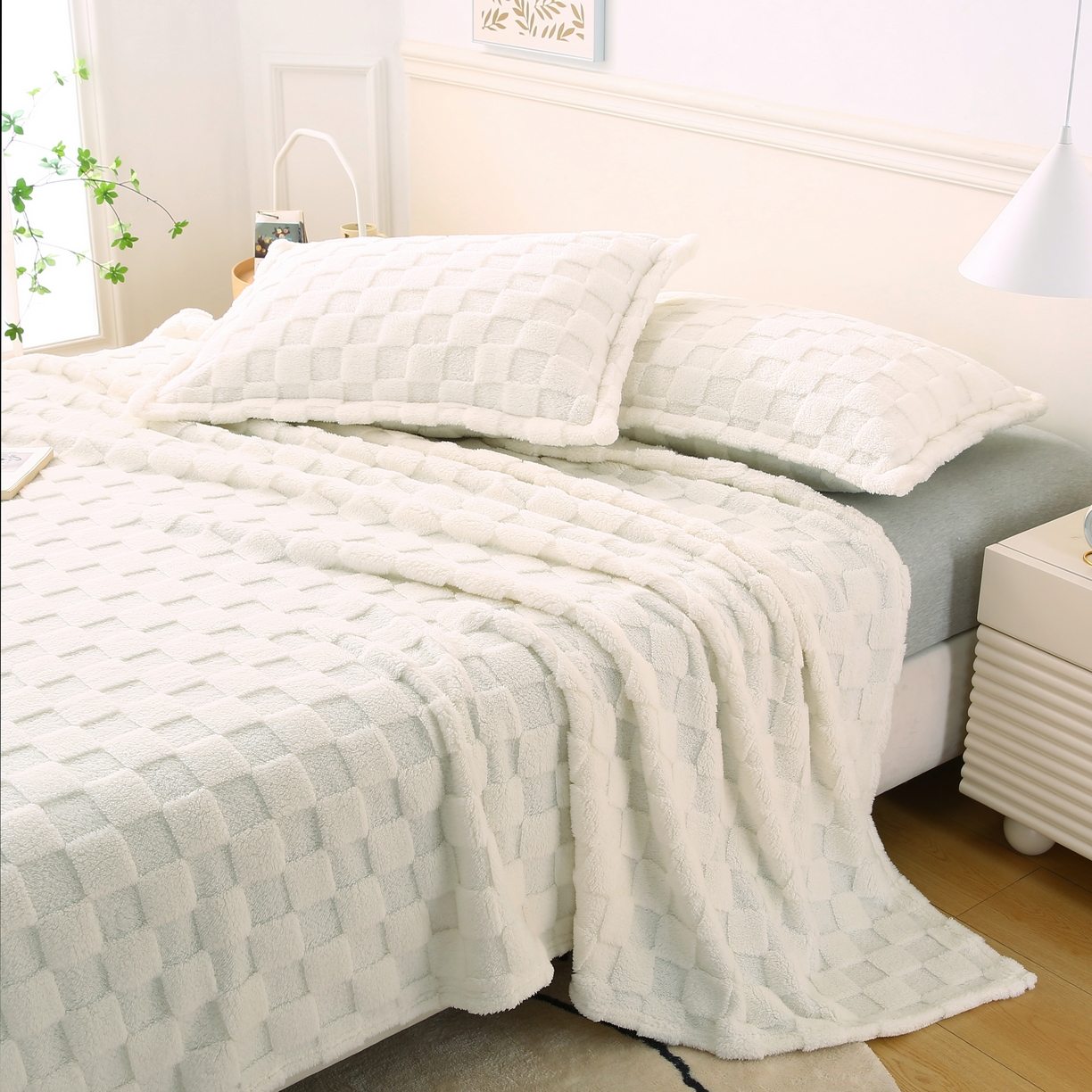 91家纺网 家纺一手货源 找家纺 （总）巴木赫 2024新款塔芙绒面包格毛毯毯子