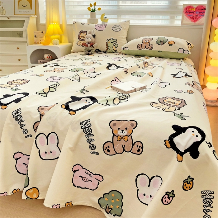 91家纺网 家纺一手货源 找家纺 名兮家居 2024年新款全棉床单 动物世界