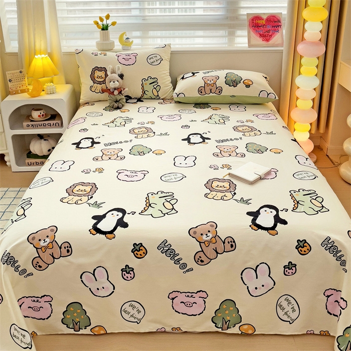 91家纺网 家纺一手货源 找家纺 名兮家居 2024年新款全棉床单 动物世界