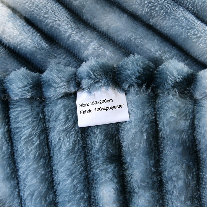 91家纺网 家纺一手货源 找家纺 巴木赫 2024新款260克扎染印花抽条毛毯毯子 海蓝色