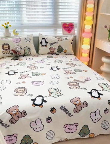 91家纺网 家纺一手货源 找家纺 名兮家居 2024年新款全棉床单 动物世界