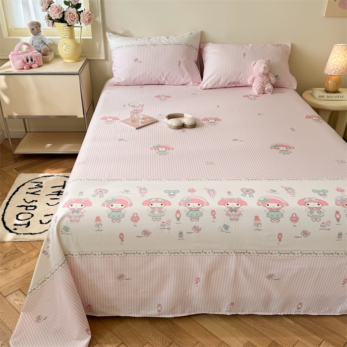 91家纺网 家纺一手货源 找家纺 名兮家居 2024年新款全棉床单 粉色甜心