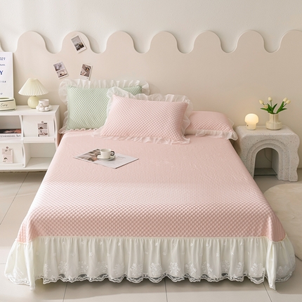 91家纺网 家纺一手货源 找家纺 （总）梦之星 2025新款凉豆豆纯色系床裙款床单款床盖床单凉席三件套