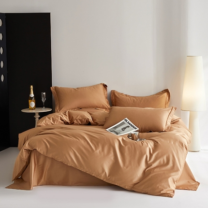 91家纺网 家纺一手货源 找家纺 （总）2024新款100S长绒棉全棉贡缎纯色四件套床单床笠款