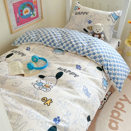 91家纺网 家纺一手货源 找家纺 （总）绵庭家纺 2024新款全棉印花学生季宿舍三件套