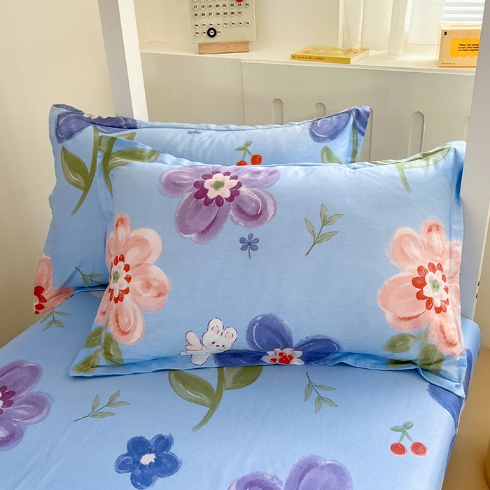 91家纺网 家纺一手货源 找家纺 绵庭家纺 2024新款全棉印花学生季宿舍三件套 繁花似锦