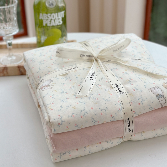 91家纺网 家纺一手货源 找家纺 麦伦 2024春夏新品全棉有氧双层纱印花系列四件套-叠拍图（2） 花枝兔