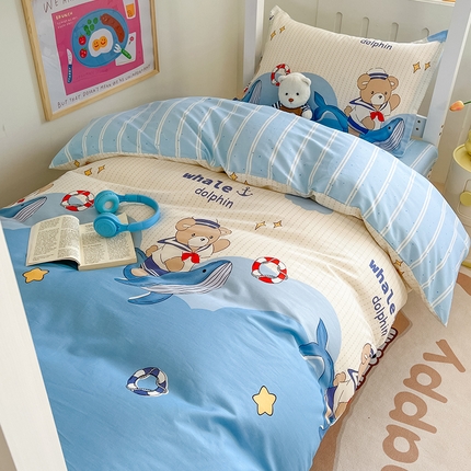 绵庭家纺 2024新款全棉印花学生季宿舍三件套 海豚船长