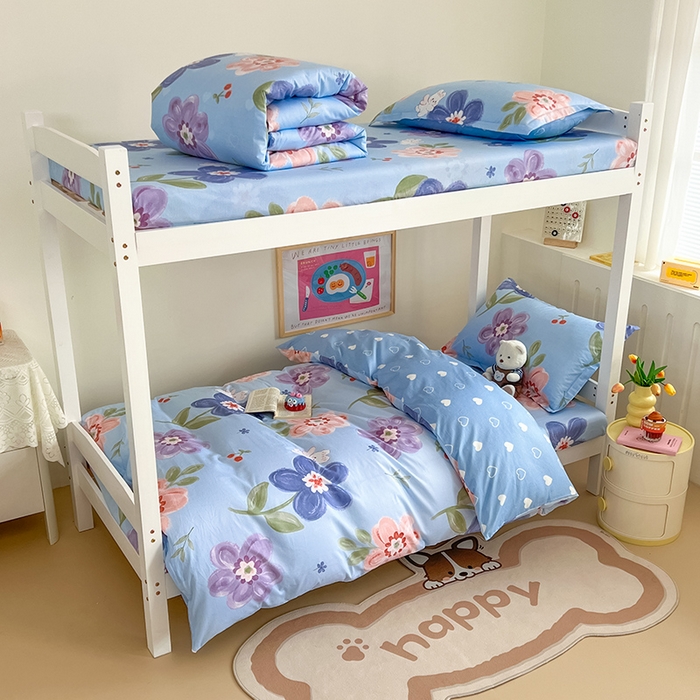 91家纺网 家纺一手货源 找家纺 绵庭家纺 2024新款全棉印花学生季宿舍三件套 繁花似锦