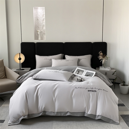 91家纺网 家纺一手货源 找家纺 笙意家纺 2025新款亲肤水洗棉四件套-洛伊系列 洛伊-山灰+中灰