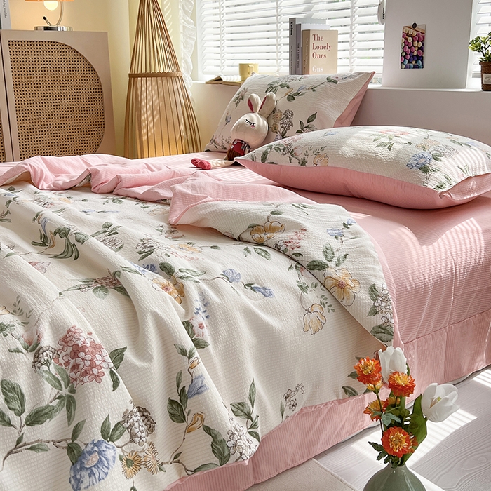 91家纺网 家纺一手货源 找家纺 梦莱情 2025新款泡泡棉提花夏被 俏佳人