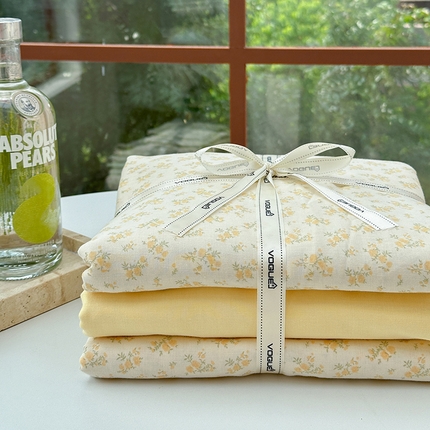 麦伦 2024春夏新品全棉有氧双层纱印花系列四件套-叠拍图（2） 晴天