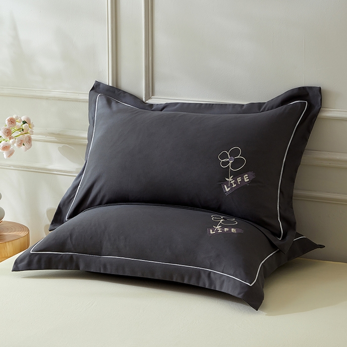 91家纺网 家纺一手货源 找家纺 丰淘 2024新款向阳花开枕套 向阳花开-深灰