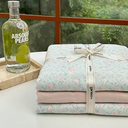 麦伦 2024春夏新品全棉有氧双层纱印花系列四件套-叠拍图（2） 海德花园兰