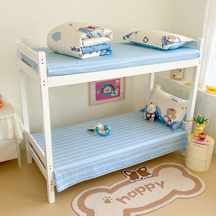 91家纺网 家纺一手货源 找家纺 绵庭家纺 2024新款全棉印花学生季宿舍三件套 海豚船长