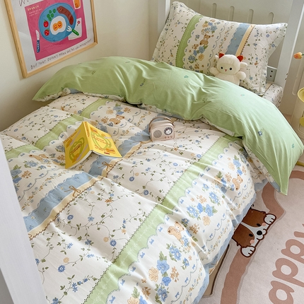 绵庭家纺 2024新款全棉印花学生季宿舍三件套 若溪
