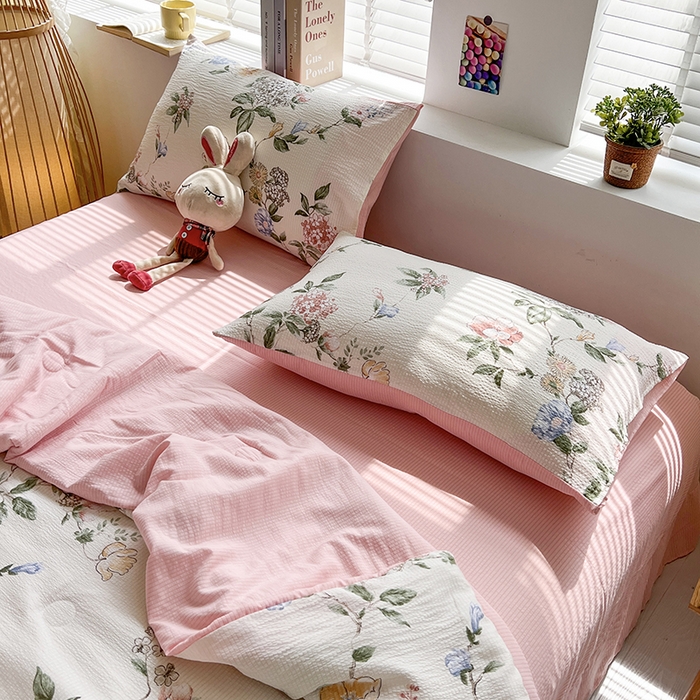 91家纺网 家纺一手货源 找家纺 梦莱情 2025新款泡泡棉提花夏被 俏佳人