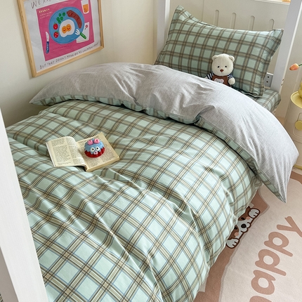 绵庭家纺 2024新款全棉印花学生季宿舍三件套 夏洛克 绿