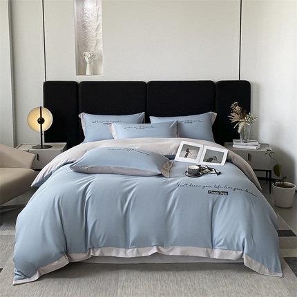 91家纺网 家纺一手货源 找家纺 笙意家纺 2025新款亲肤水洗棉四件套-洛伊系列 洛伊-海清+山灰