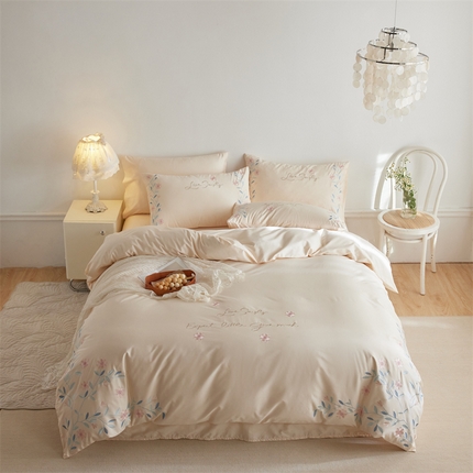 91家纺网 家纺一手货源 找家纺 鼎飞家纺 2024新款长绒棉四件套-花季 花季-可可玉