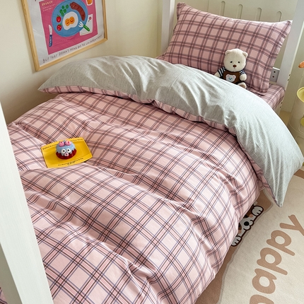 绵庭家纺 2024新款全棉印花学生季宿舍三件套 夏洛克 粉