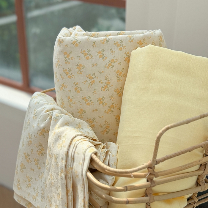 91家纺网 家纺一手货源 找家纺 麦伦 2024春夏新品全棉有氧双层纱印花系列四件套-叠拍图（2） 晴天