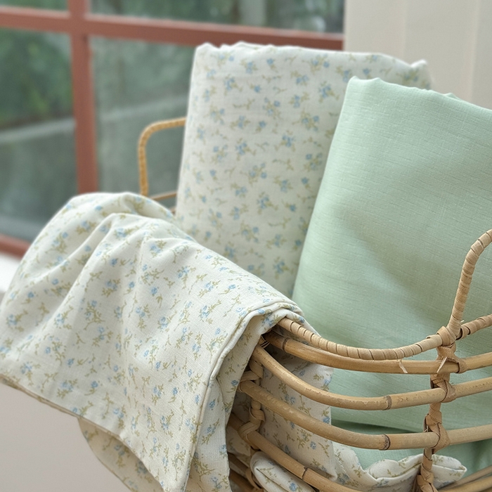 91家纺网 家纺一手货源 找家纺 麦伦 2024春夏新品全棉有氧双层纱印花系列四件套-叠拍图（2） 春山集