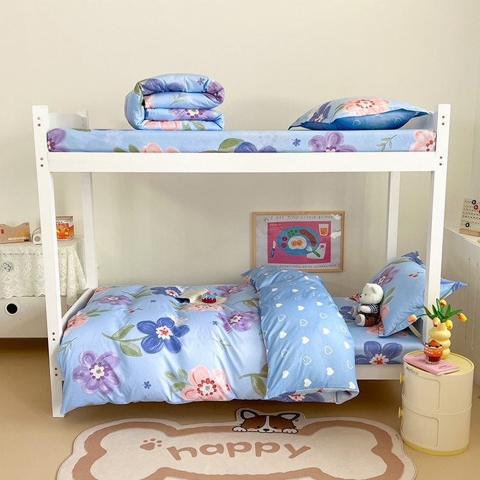 91家纺网 家纺一手货源 找家纺 绵庭家纺 2024新款全棉印花学生季宿舍三件套 繁花似锦