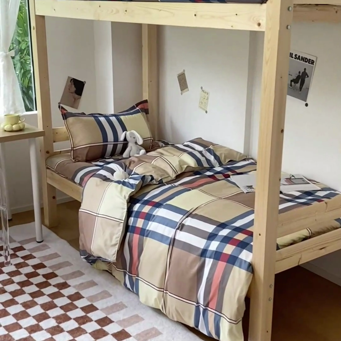 91家纺网 家纺一手货源 找家纺 雅蔓依 2025新款亲肤芦荟棉宿舍上下铺单人床学生三件套六件套 米兰格调