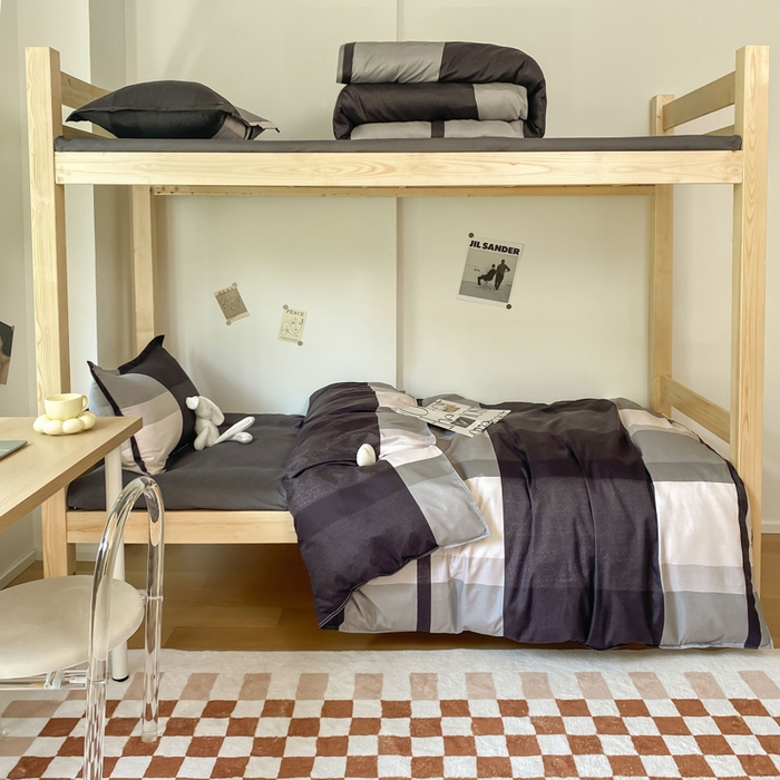 91家纺网 家纺一手货源 找家纺 雅蔓依 2025新款亲肤芦荟棉宿舍上下铺单人床学生三件套六件套 格里斯