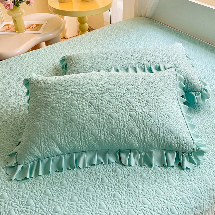 91家纺网 家纺一手货源 找家纺 唐人居 2025新款韩式花边蝴蝶结床盖四件套-浪漫满屋 浪漫满屋-水兰