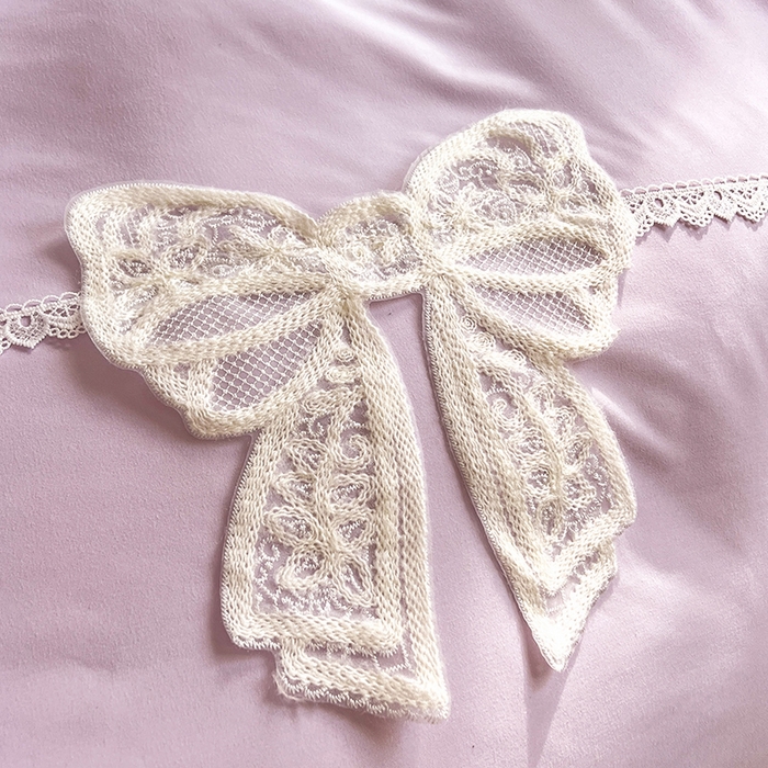 91家纺网 家纺一手货源 找家纺 唐人居 2025新款韩式花边蝴蝶结床盖四件套-浪漫满屋 浪漫满屋-浅紫