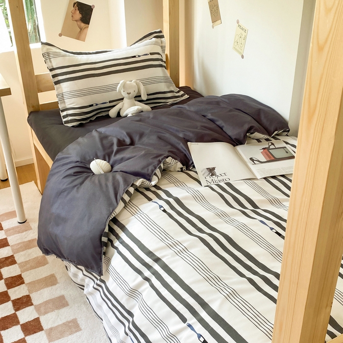 91家纺网 家纺一手货源 找家纺 雅蔓依 2025新款亲肤芦荟棉宿舍上下铺单人床学生三件套六件套 罗拉