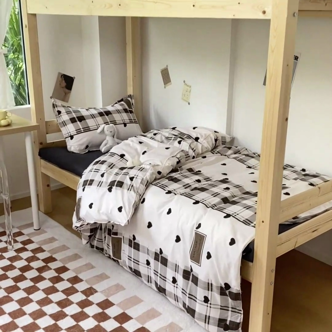 91家纺网 家纺一手货源 找家纺 雅蔓依 2025新款亲肤芦荟棉宿舍上下铺单人床学生三件套六件套 伯格