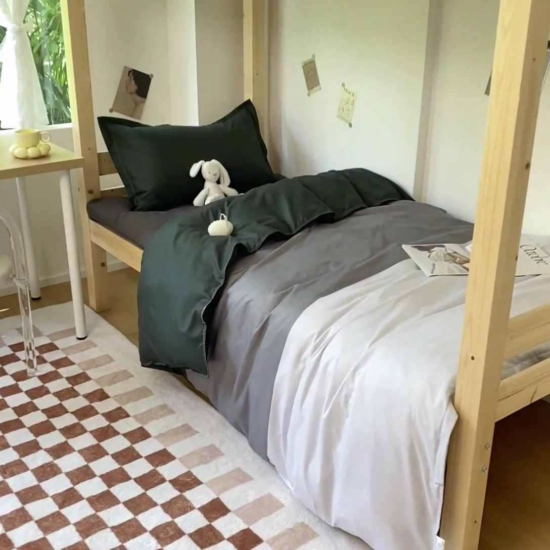 91家纺网 家纺一手货源 找家纺 雅蔓依 2025新款亲肤芦荟棉宿舍上下铺单人床学生三件套六件套 空间