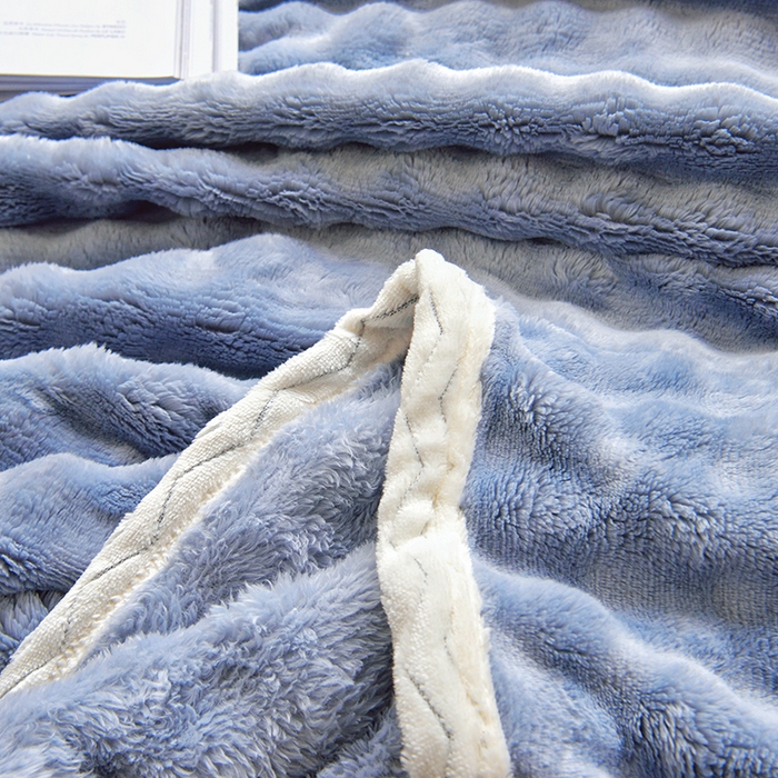 91家纺网 家纺一手货源 找家纺 启优家纺 2024新款仿兔毛泡泡绒毛毯兔兔绒毛毯法兰绒毛毯 灰蓝