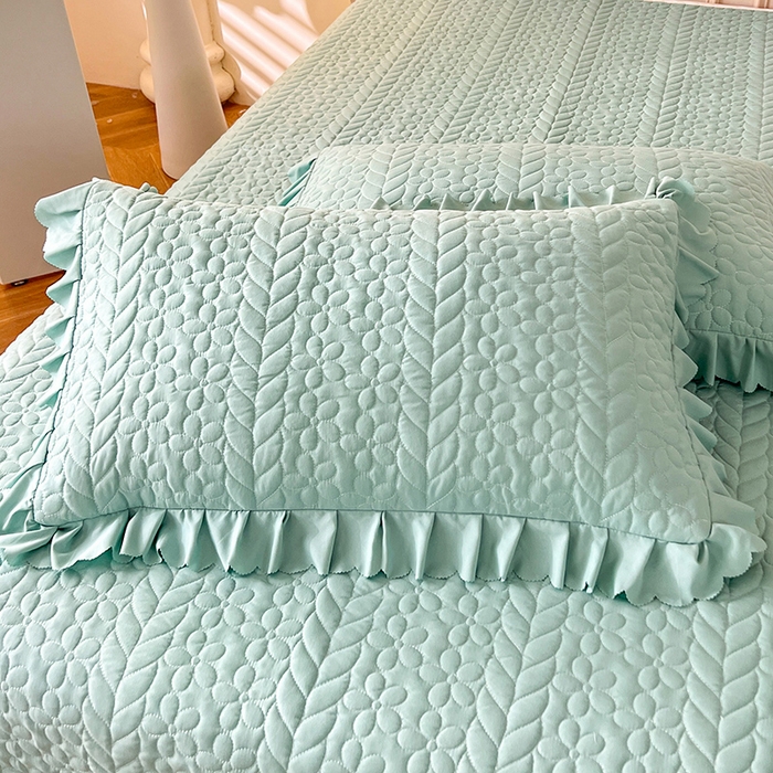 91家纺网 家纺一手货源 找家纺 唐人居 2025新款韩式花边蝴蝶结床盖四件套-优雅恋人 优雅恋人-水兰