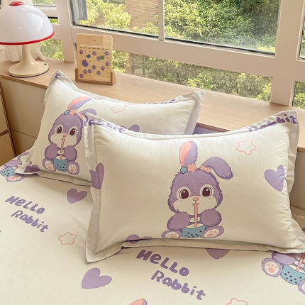 91家纺网 家纺一手货源 找家纺 （总）菲梵家纺 2025新款喷气小清新全棉印花单品枕套 