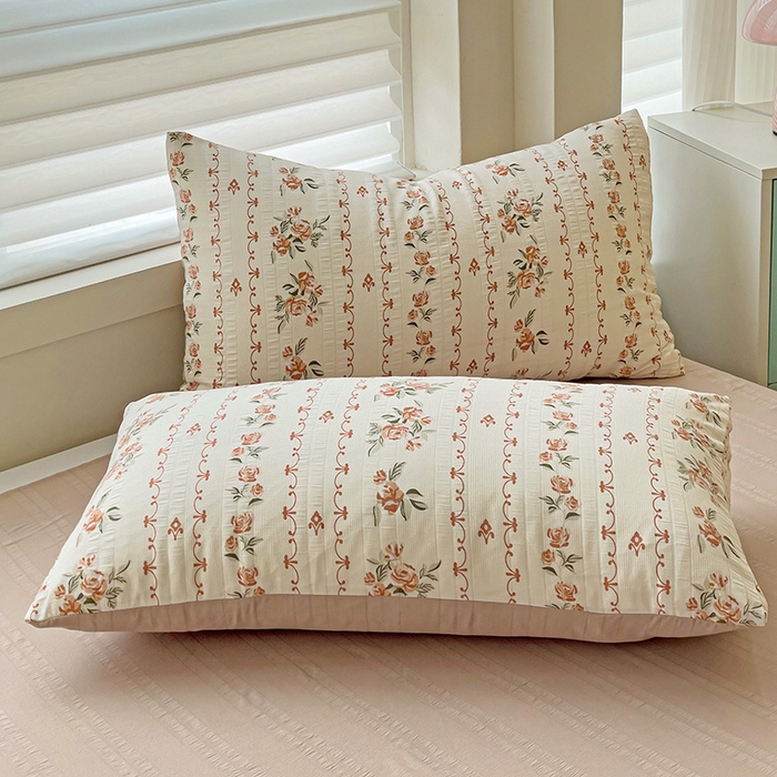 91家纺网 家纺一手货源 找家纺 优选良品 2025新款有氧提花云纱棉圆角吊边工艺款四件套学生三件套 玫瑰庄园