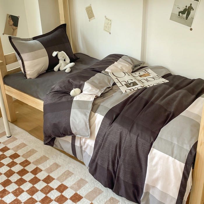 91家纺网 家纺一手货源 找家纺 雅蔓依 2025新款亲肤芦荟棉宿舍上下铺单人床学生三件套六件套 格里斯