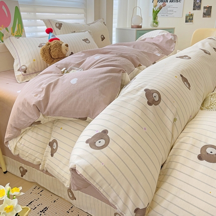 91家纺网 家纺一手货源 找家纺 （总）乐童家纺 2024新款直播爆款13070纯棉印花吊边款一字绣四件套第九波