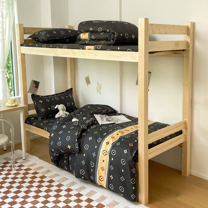 91家纺网 家纺一手货源 找家纺 雅蔓依 2025新款亲肤芦荟棉宿舍上下铺单人床学生三件套六件套 潮牌