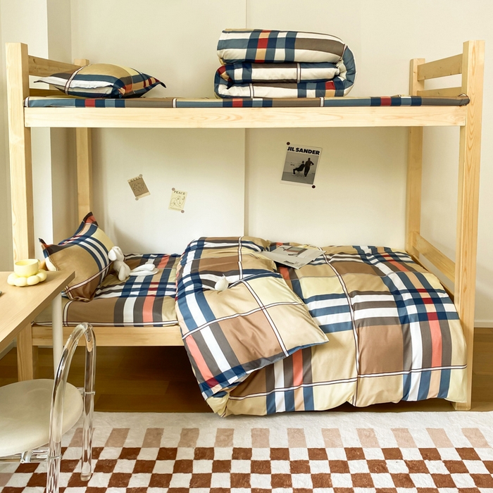 91家纺网 家纺一手货源 找家纺 雅蔓依 2025新款亲肤芦荟棉宿舍上下铺单人床学生三件套六件套 米兰格调