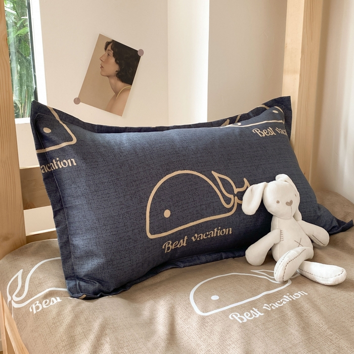 91家纺网 家纺一手货源 找家纺 雅蔓依 2025新款亲肤芦荟棉宿舍上下铺单人床学生三件套六件套 鲸鱼