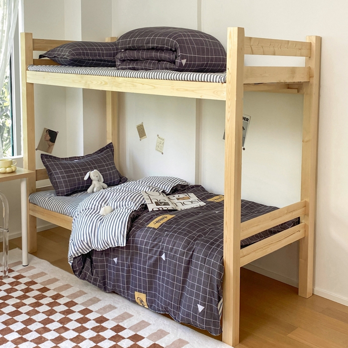 91家纺网 家纺一手货源 找家纺 雅蔓依 2025新款亲肤芦荟棉宿舍上下铺单人床学生三件套六件套 格调灰