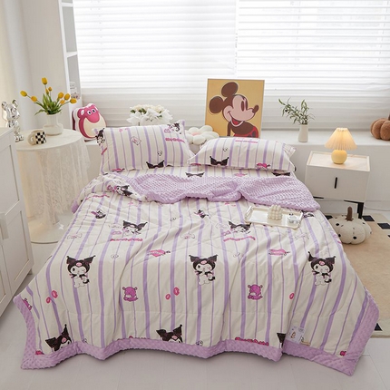 一米阳光 2024新款卡通春夏棉加豆豆被 库洛米紫棉加豆豆被