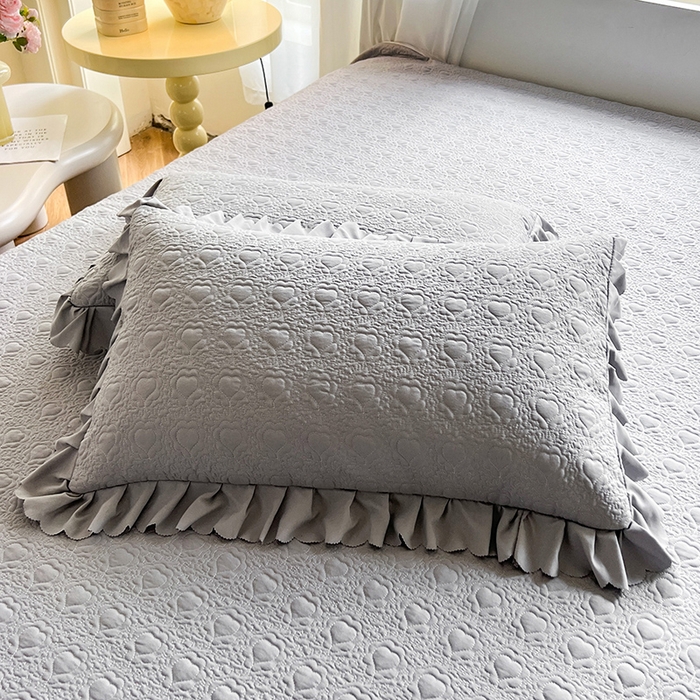 91家纺网 家纺一手货源 找家纺 唐人居 2025新款韩式花边蝴蝶结床盖四件套-浪漫满屋 浪漫满屋-浅灰